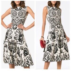 Alexander McQueen Womens Sleeveless Shell Jacqured Midi Dress - XS